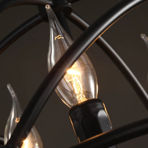 lustre sphère style industriel vintage en fer forgé - vue 7 sur 6