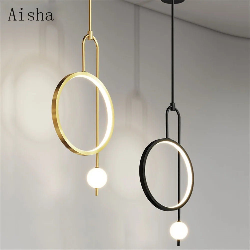 suspension nordique à led avec anneau en acrylique pour décoration intérieure - vue 3 sur 8