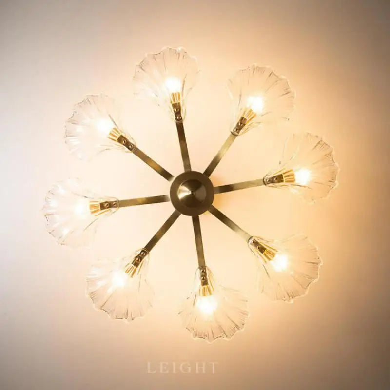 Plafonniers en verre Antique 	 coquille cuivre cuisine lumière E14 surface lumière LED pour salle à manger chambre LED plafonniers