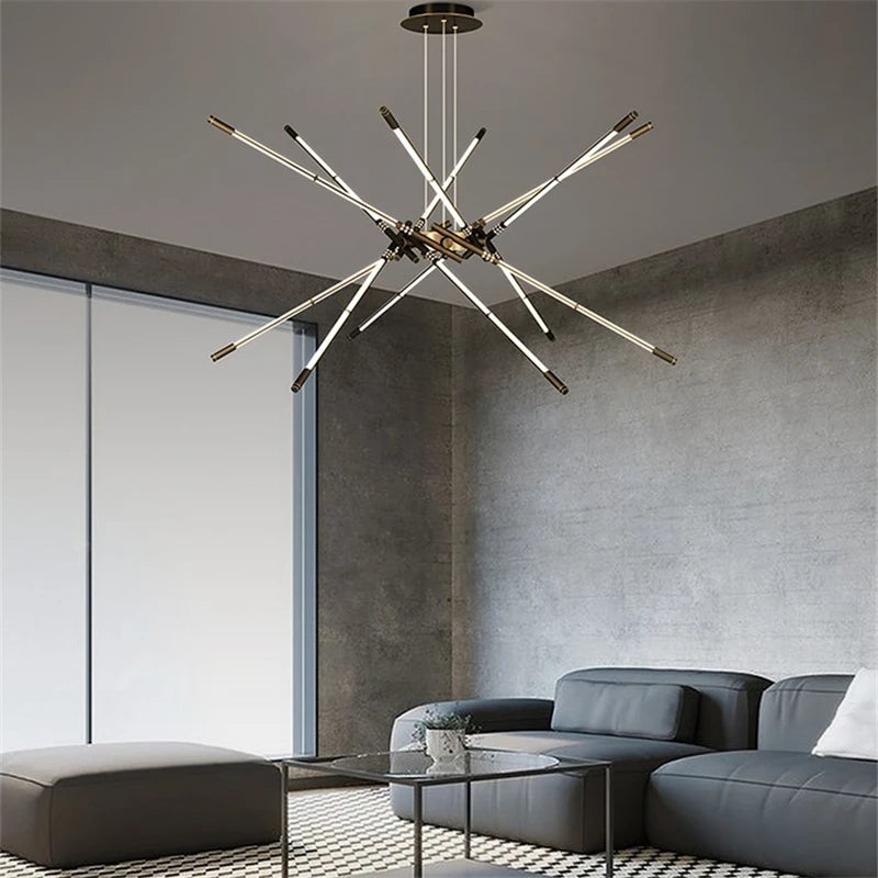 lustre moderne simple en cuivre de luxe suspendu