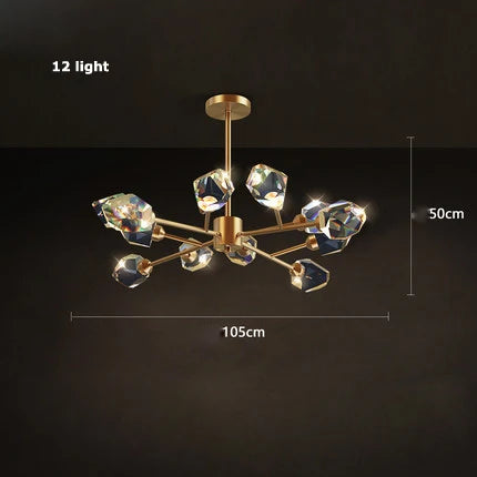 lustre en cristal et cuivre style art déco design moderne - vue 22 sur 22
