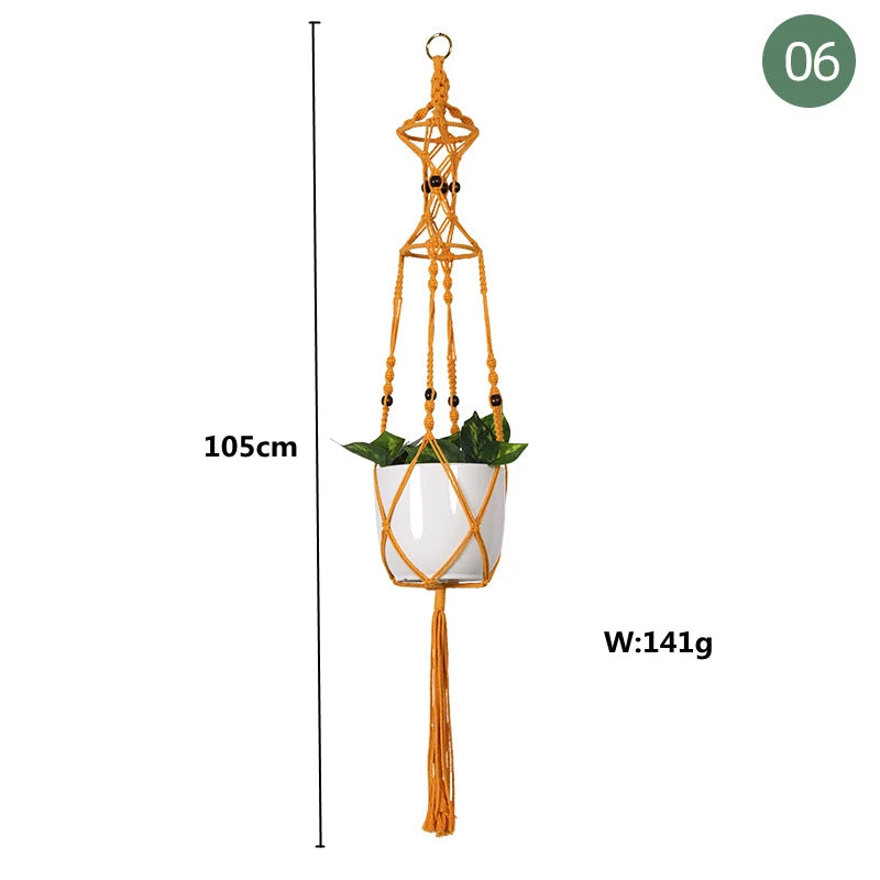 paniers suspendus en macramé pour plantes et décoration - vue 24 sur 30