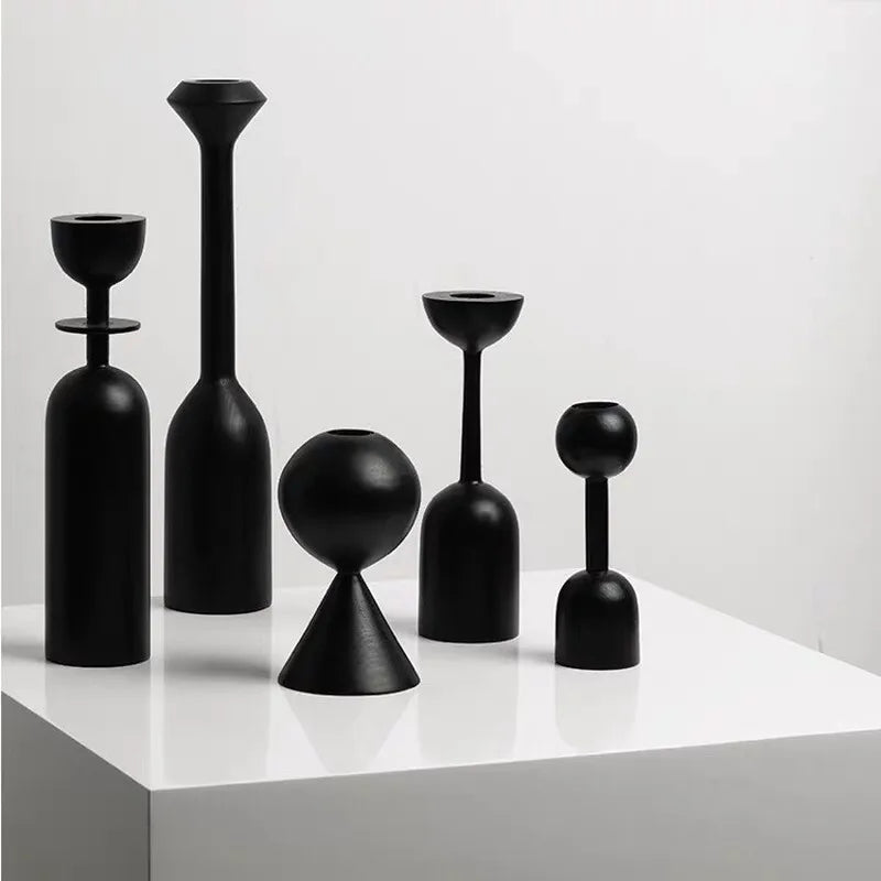 bougeoir en bois massif style minimaliste nordique décoratif créatif