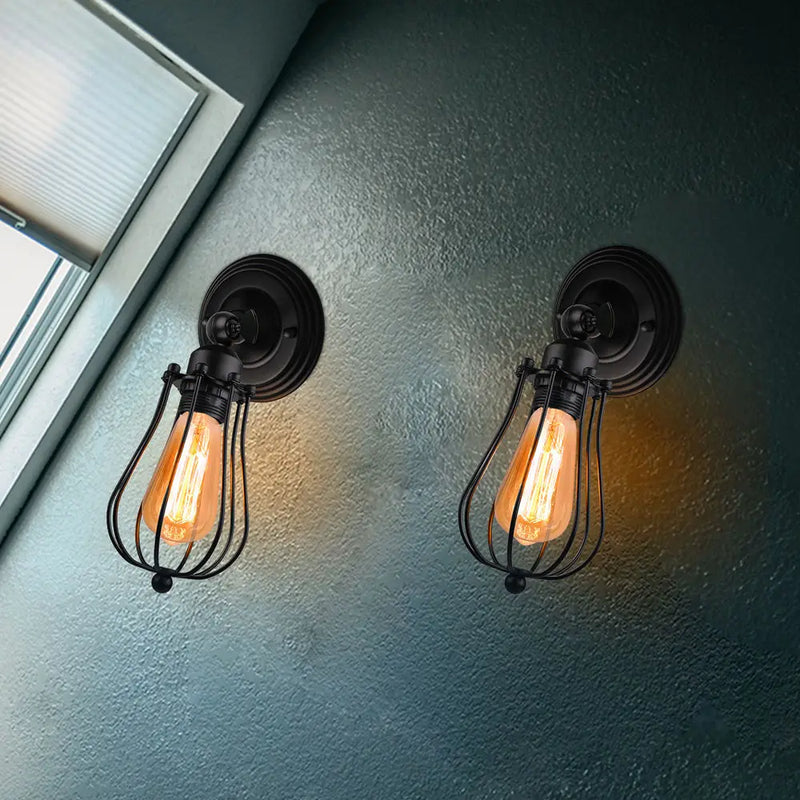 applique murale industrielle vintage avec abat-jour réglable et led