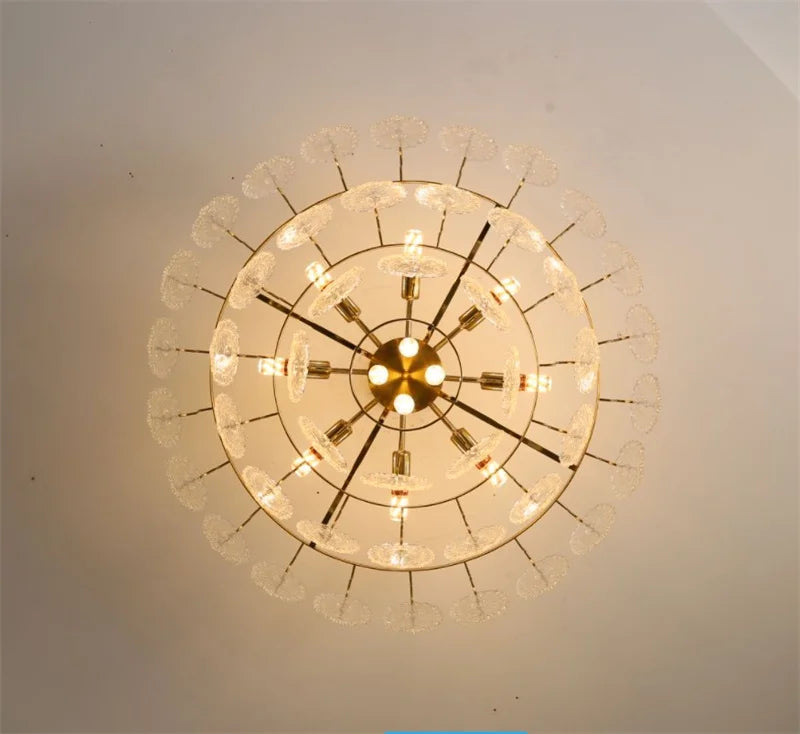 lustre rond en cristal doré design moderne à led - vue 4 sur 13