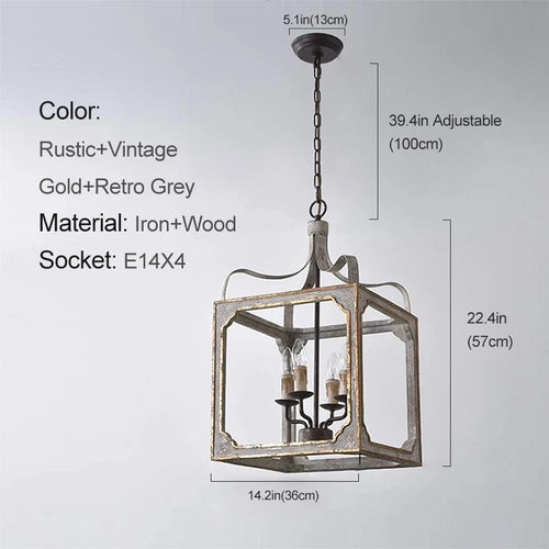 Loft lustres en bois Vintage or Suspension éclairage gris suspendu chambre salon lustre suspendu pour lampes de cuisine - vue 9 sur 13