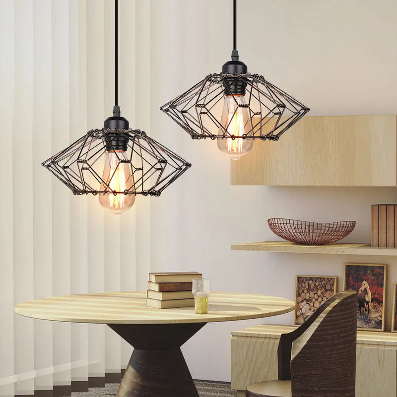lampe suspendue industrielle rétro cage luminaire led réglable