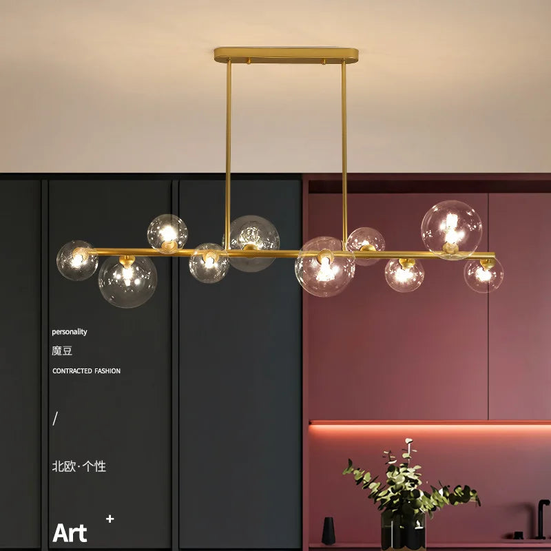 lustre led nordique moderne en boule de verre éclairage industriel