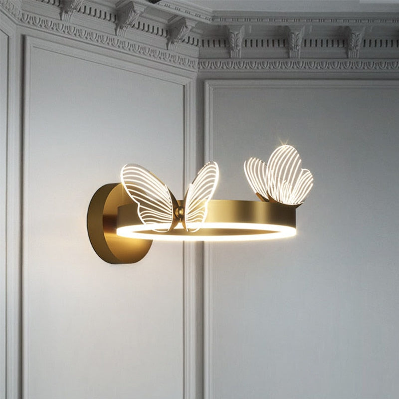 wall lamp Papillon round metal LED design mural