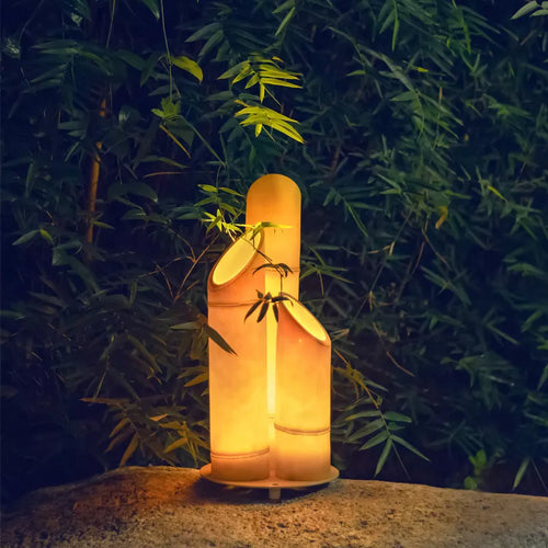 Lampe extérieure en bambou vert/jaune