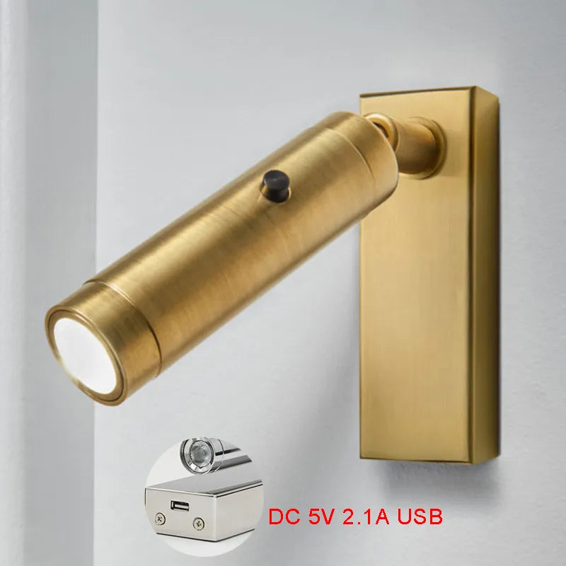 Zerouno moderne applique murale montage côté lit lecture applique murale dc 5v usb chargeur chambre lampes rotatif veilleuse luminaires - vue 2 sur 10