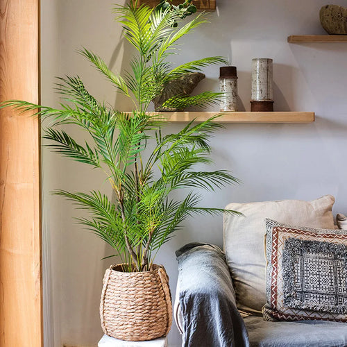 palmier artificiel avec grandes feuilles pour décoration intérieure et extérieure - vue 4 sur 12