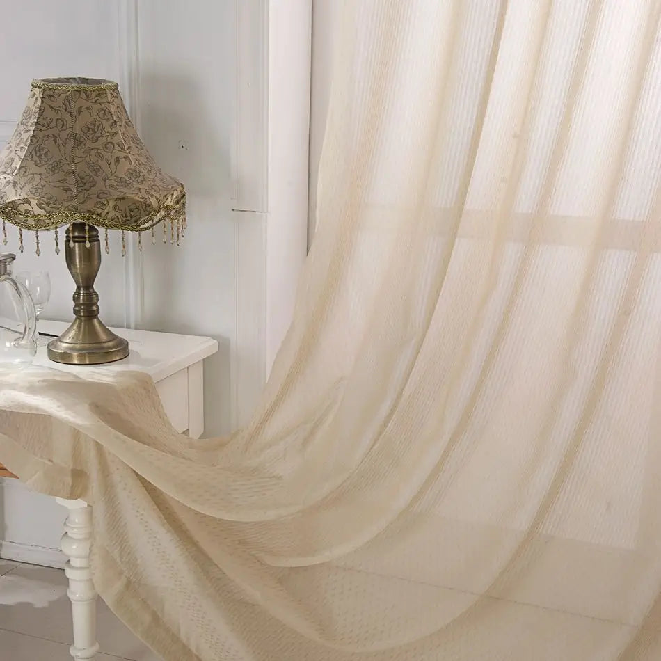 Voilage motifs floraux géométriques style européen salon chambre - vue 3 sur 8