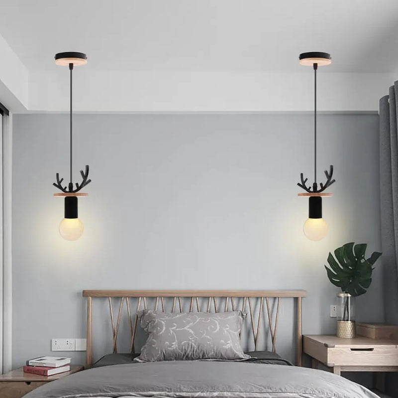 suspension led en bois simple nordique pour décoration maison