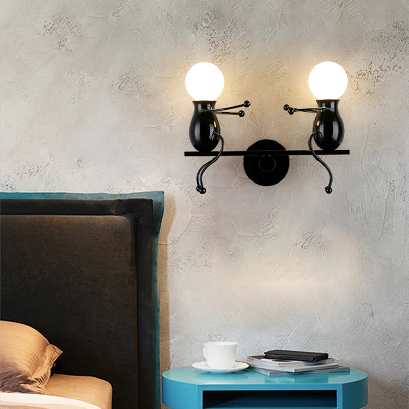 applique murale moderne en fer humanoïde luminaire décoratif d'intérieur - vue 7 sur 18