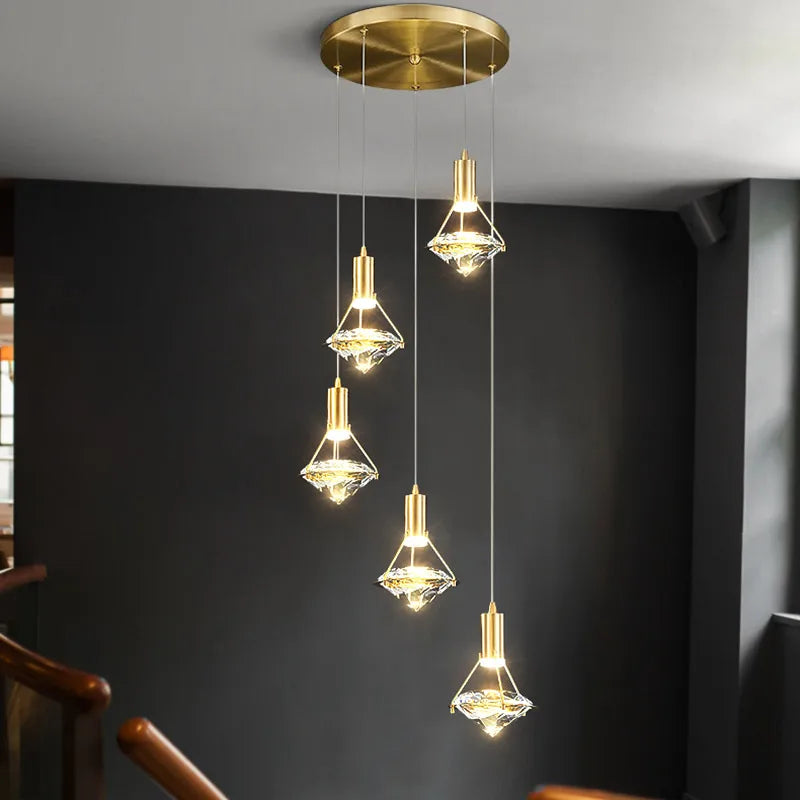 lustre personnalisable postmoderne en cristal avec led - vue 4 sur 10