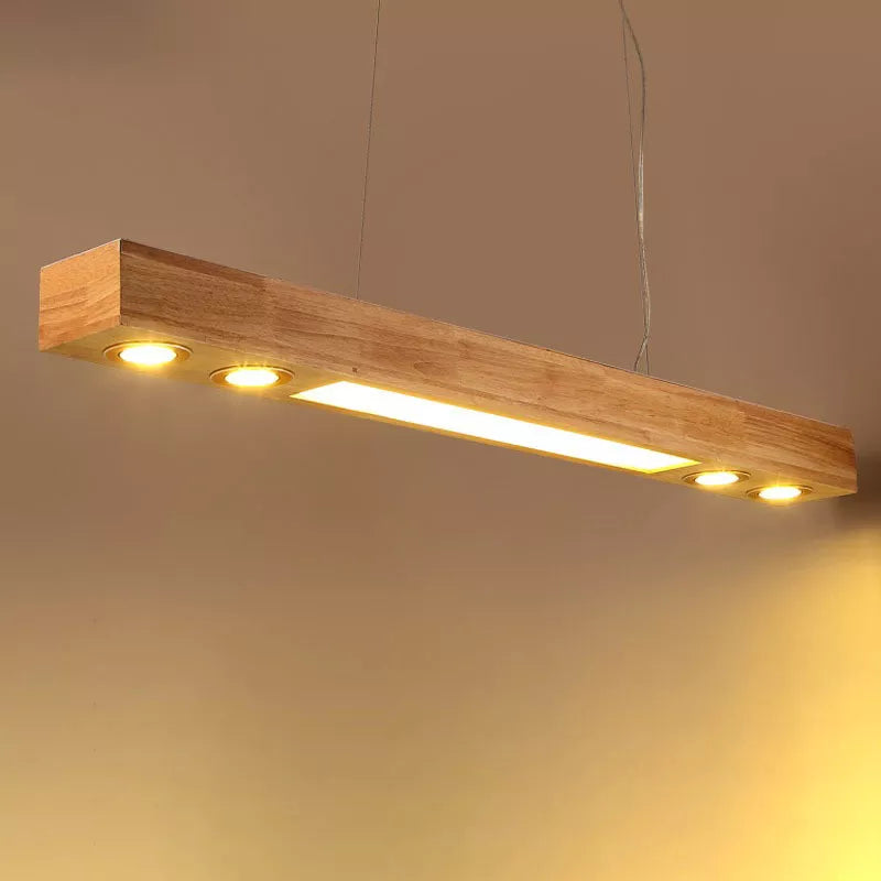 Suspension en bois au design moderne LED - vue 3 sur 8