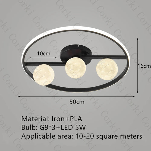 plafonnier design en métal noir doré boule blanche pour intérieur moderne - vue 14 sur 18