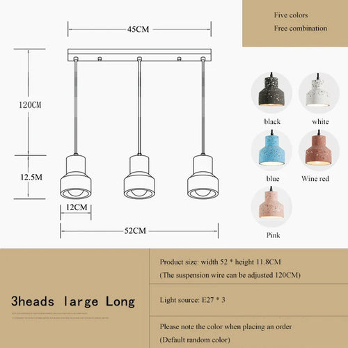 suspension moderne en terrazzo design nordique plusieurs couleurs led - vue 14 sur 28