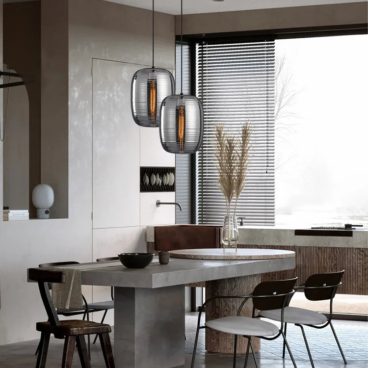 lustre en verre moderne led minimaliste luminaire suspendu art - vue 3 sur 7