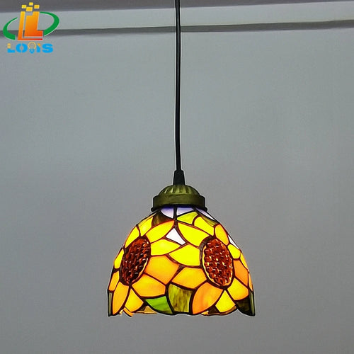 lustre style européen tournesol en verre vintage pour bar - vue 2 sur 8