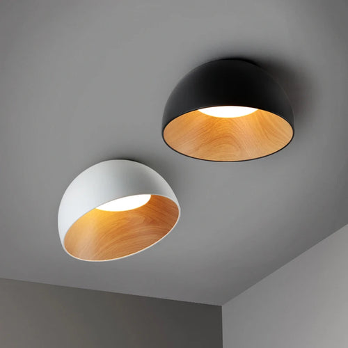 Moderne Simple bois LED lustre lumière balcon couloir créatif grain de bois lampe d'intérieur chambre Luminaires couleurs blanc ou noir