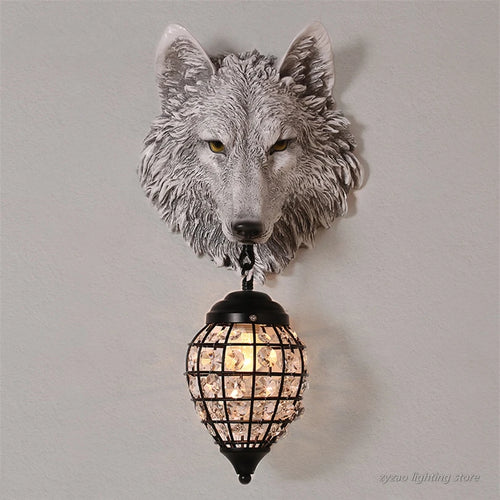 applique murale en résine tête de loup pour décoration intérieure - vue 3 sur 7