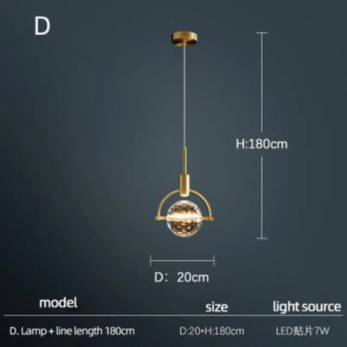lampe nordique créative en cristal pour restaurant et bar