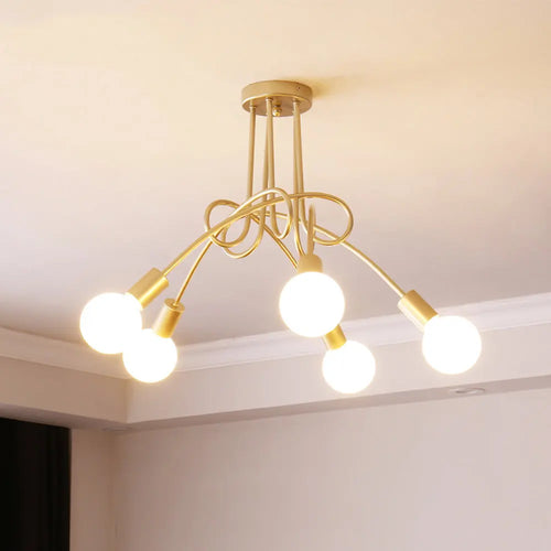 lustre vintage en fer avec 3/5 prises éclairage nordique moderne - vue 14 sur 16