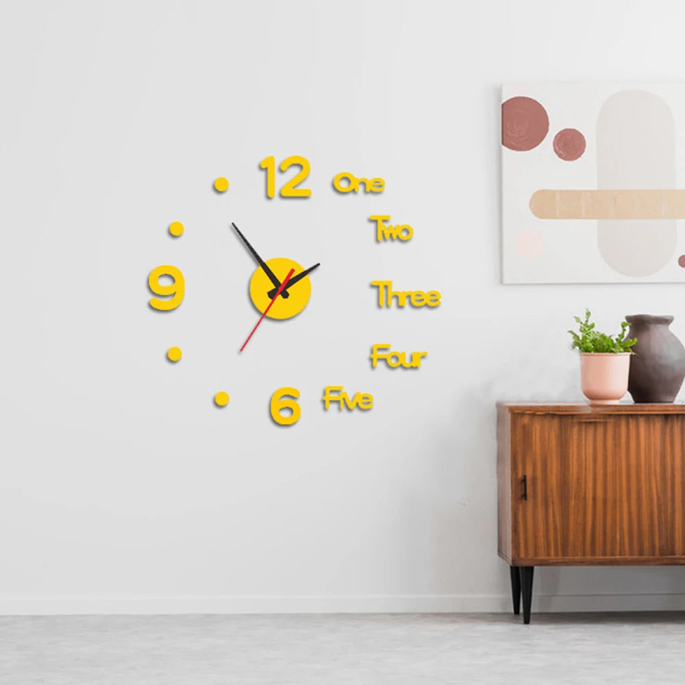 horloge murale miroir 3d numérique autocollants décoration maison silencieuse - vue 11 sur 10