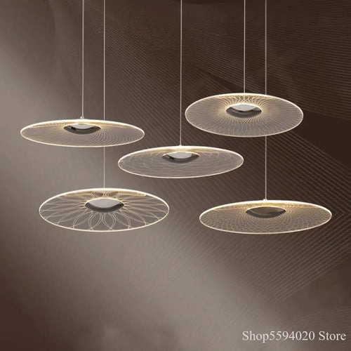 lustre moderne circulaire en acrylique à led décoration intérieure - vue 2 sur 11