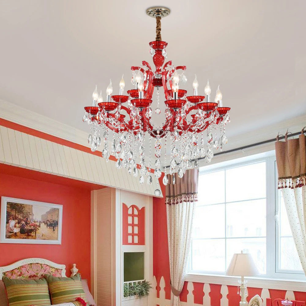 lustre moderne en fer et cristal de verre art déco éclairage suspendu - vue 6 sur 9