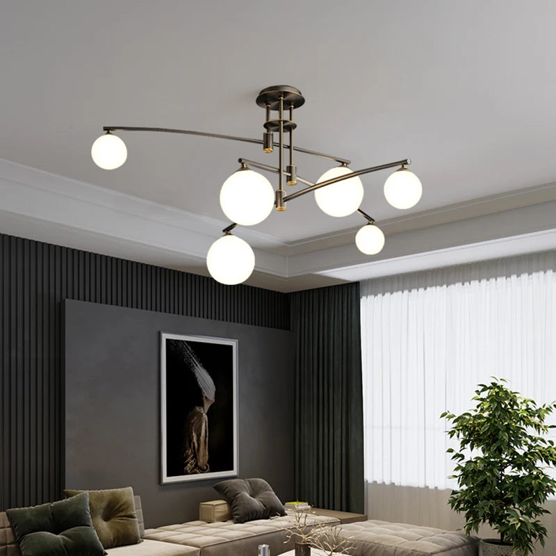 suspension moderne en métal et verre pour intérieur - vue 5 sur 18