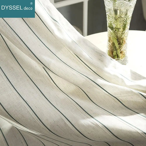 Rideau rayé style européen translucide pour salon chambre - vue 7 sur 9