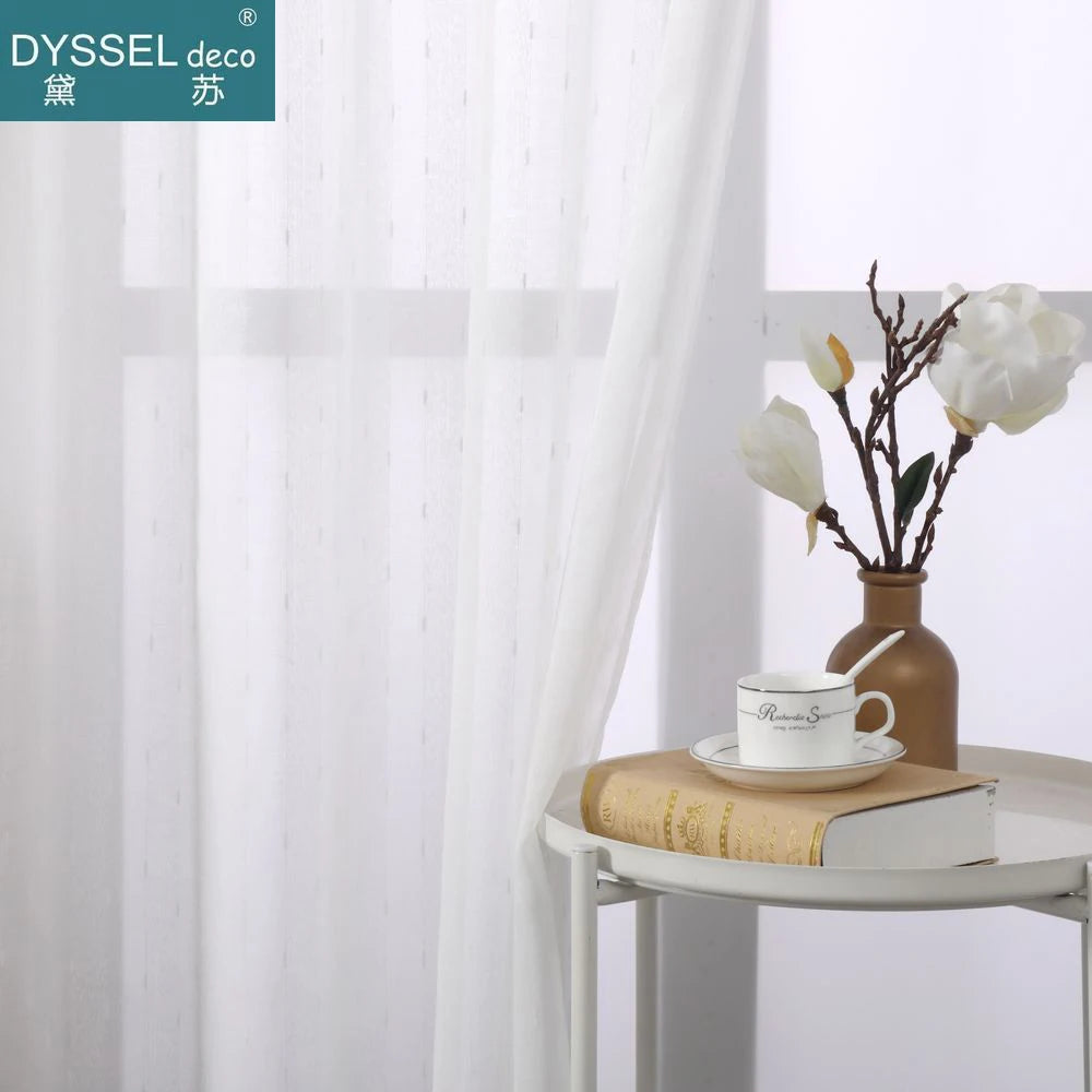 Voilage rayé style européen pour salon chambre cuisine
