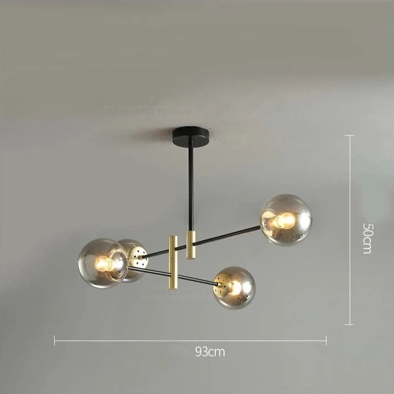 lustre led moderne boule de verre nordique luminaires créatifs - vue 12 sur 18