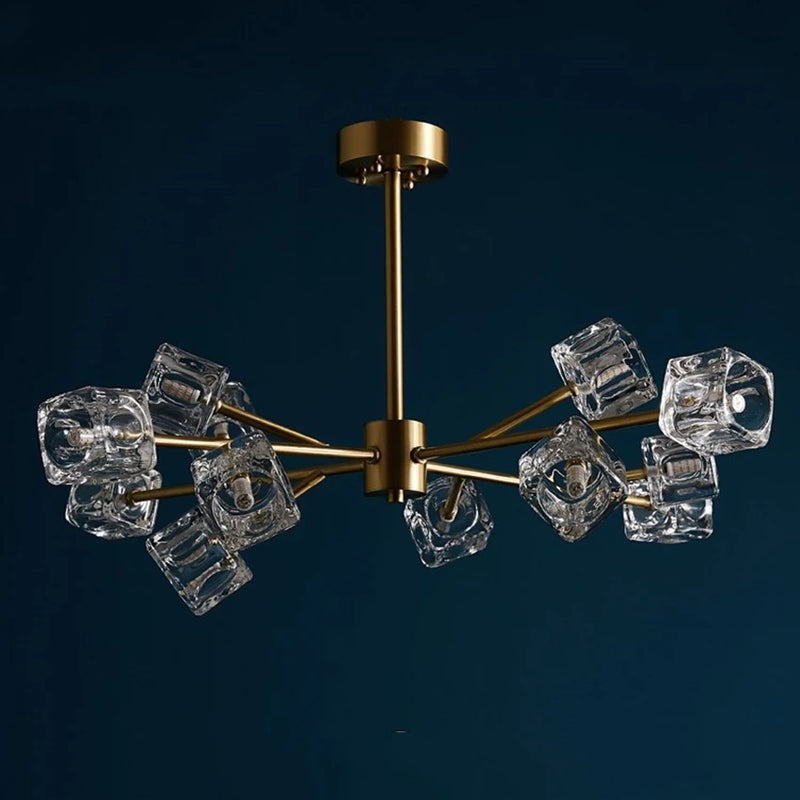 lustre led cube glace cuivre doré éclairage style industriel nordique