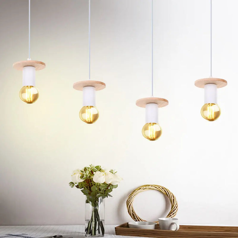 suspension led en bois simple nordique pour décoration maison