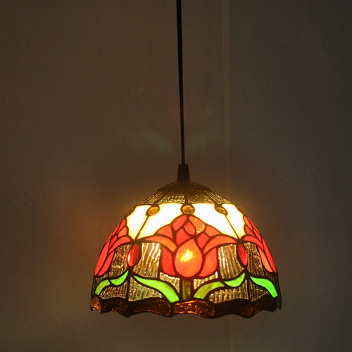 lustre en vitrail style tiffany pour éclairage décoratif antique - vue 19 sur 19