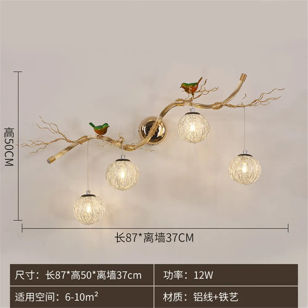 applique murale nordique en aluminium nid d'oiseau led romantique - vue 10 sur 11
