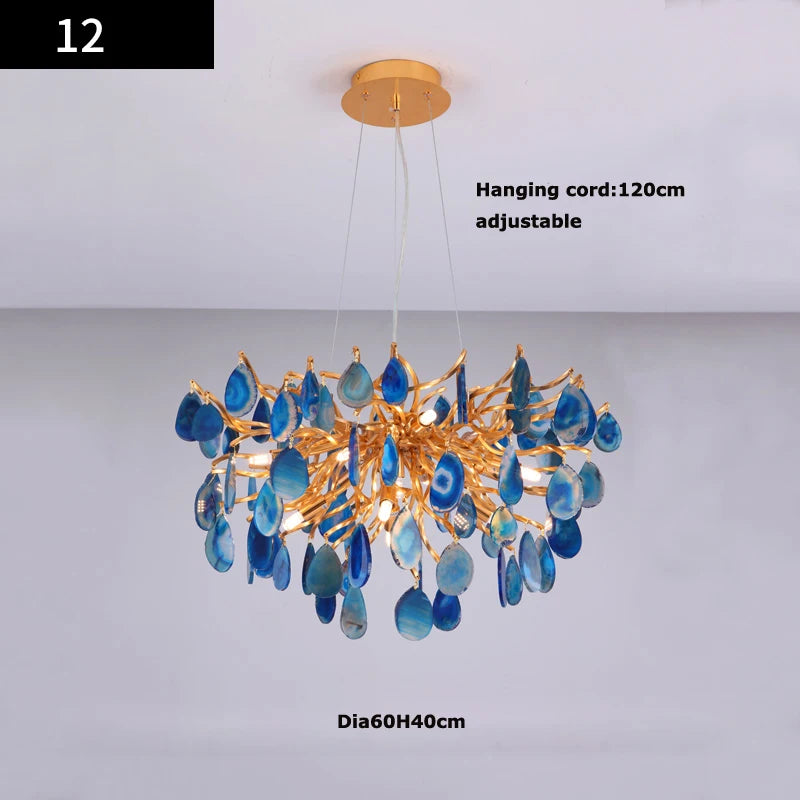 lustre design art déco en agate colorée pour intérieur élégant - vue 12 sur 17