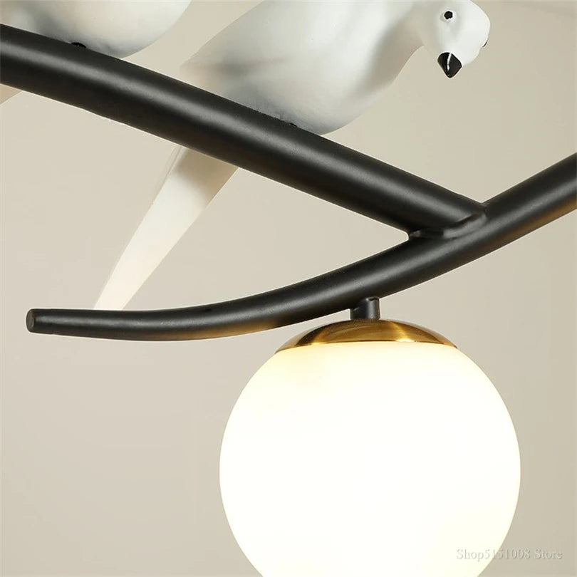 lampe d'oiseau nordique lustre moderne abat-jour en verre led - vue 4 sur 14