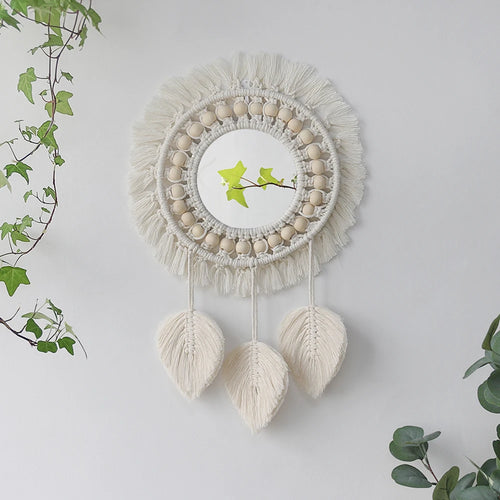 miroir mural en macramé style bohème pour décoration intérieure - vue 6 sur 14