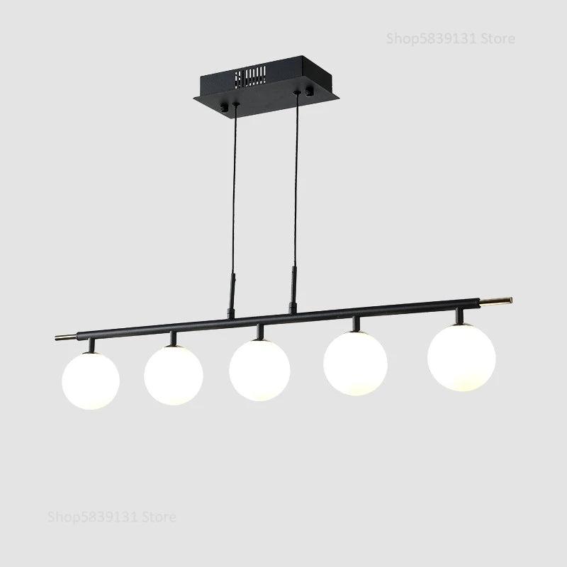 lustre nordique en fer avec boule de verre led pour restaurant - vue 11 sur 20