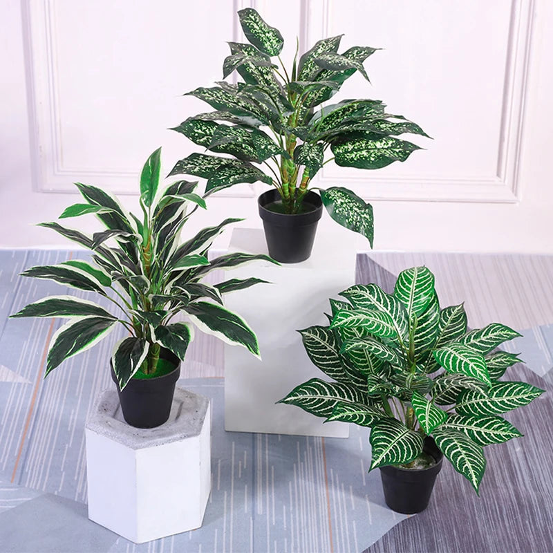 bouquet de plantes artificielles monstera tropicales pour décoration intérieure - vue 6 sur 9