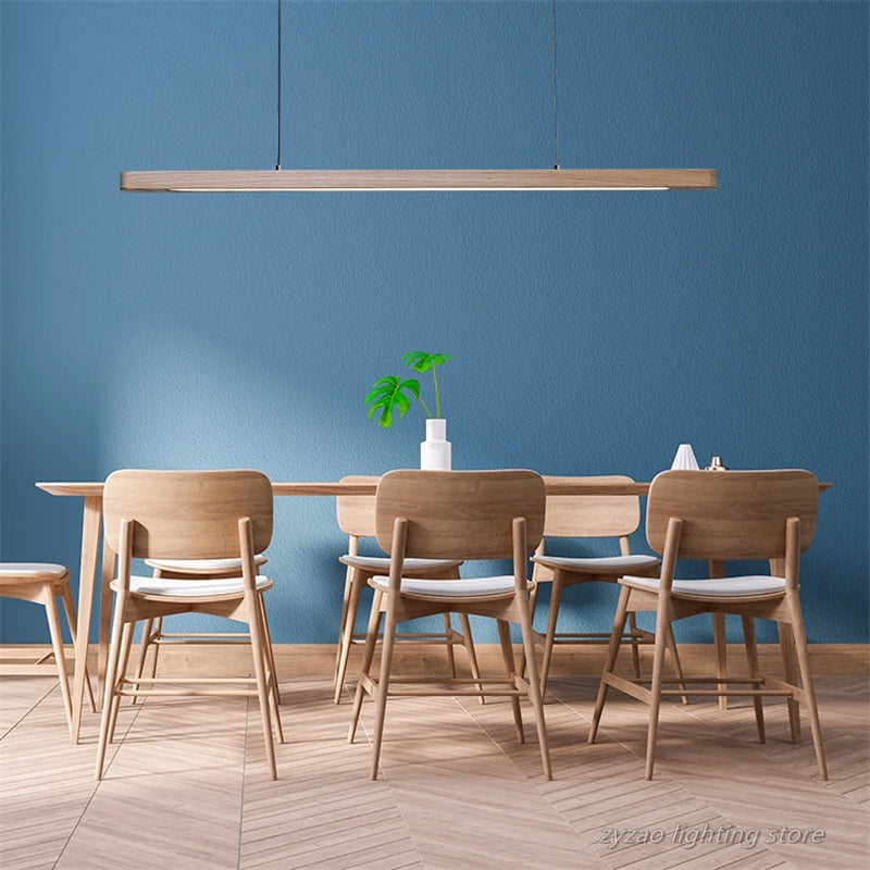 Suspension led en bois de style nordique idéale pour restaurant ou bureau