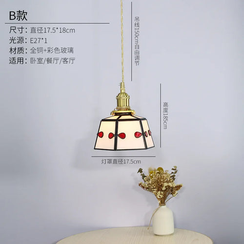 suspension rétro en verre teinté style japonais pour décoration intérieure - vue 9 sur 9