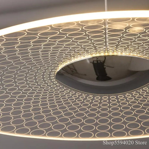 lustre moderne circulaire en acrylique à led décoration intérieure - vue 4 sur 11