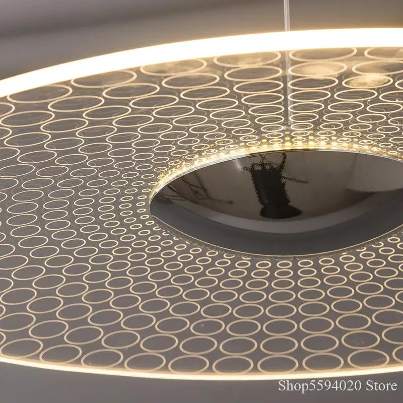 lustre moderne circulaire en acrylique à led décoration intérieure - vue 4 sur 11