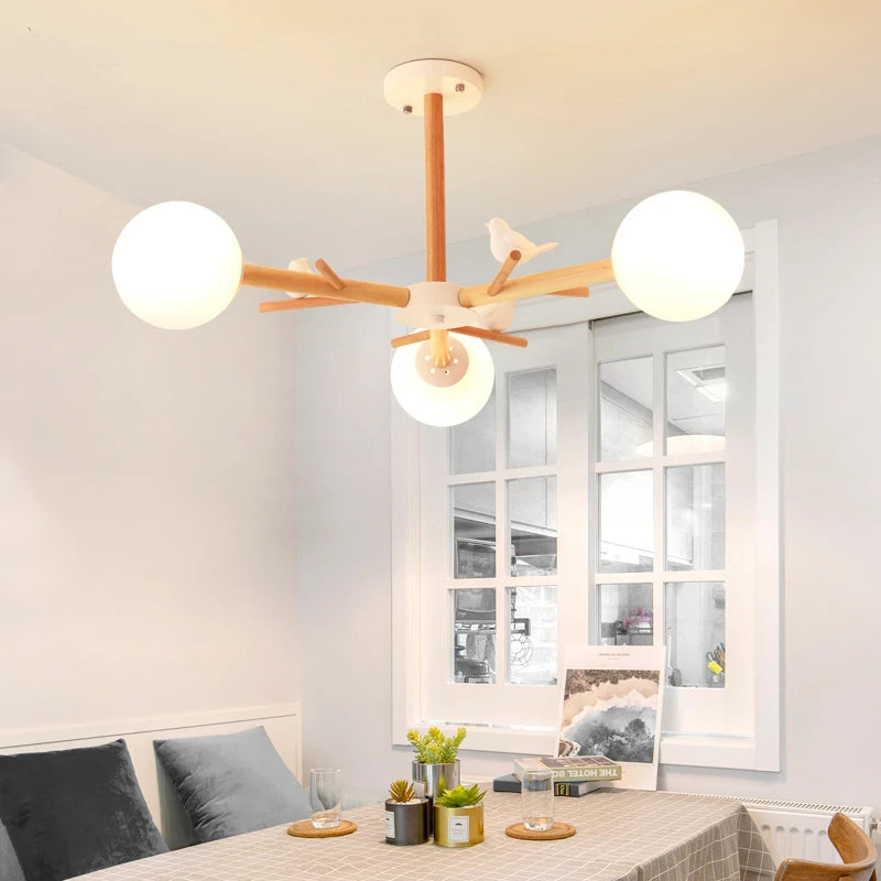 Lustres nordiques pour salon chambre cuisine verre Led lampe suspendue éclairage oiseau décor lampe moderne lustres de plafond - vue 7 sur 9